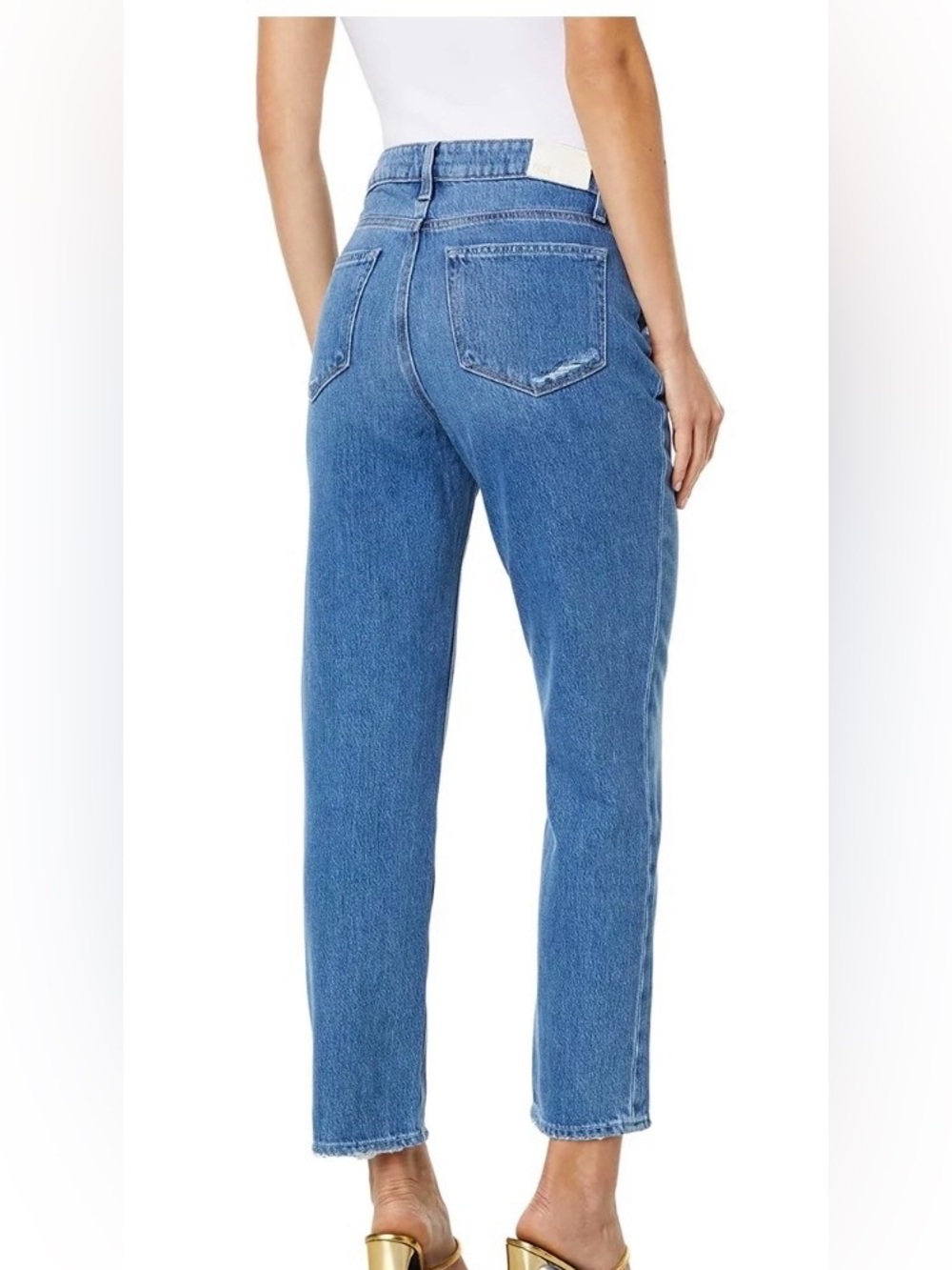 Paige Noella Azalea Blue Straight Leg Jeans 26 Mid Rise Relaxed Distressed Ankle - Picture 2 of 10